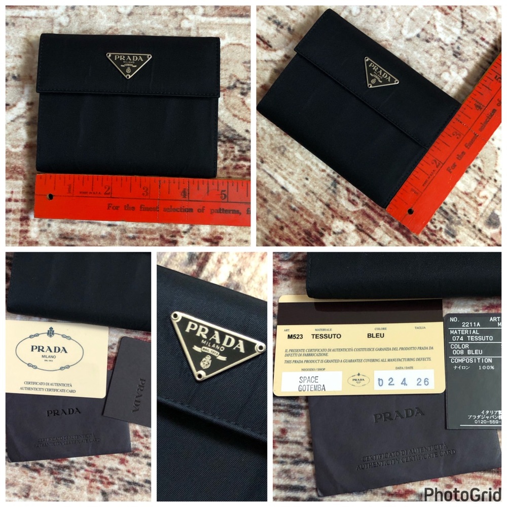Prada AUTHENTIC Vintage Bleu Navy Blue Nylon Tessuto Logo Organizer Wallet - Picture 10 of 16